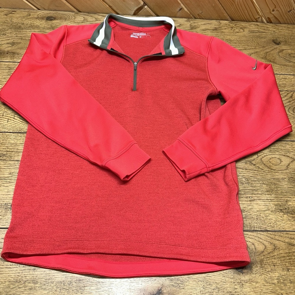 Nike Tour Performance Dri Fit Red Long Sleeve‎ Quarter Zip Fleece | Men's S